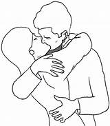 Draw Drawing Kiss Passionate Kissing Valentines People Line Drawings Easy Tutorial Man Couple Woman Step Two Kisses Passionately Steps Hard sketch template