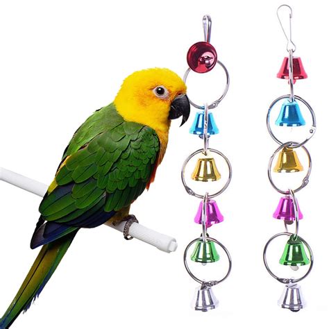 colorful bird toys ringer birds parrot conure caique cockatiel cage chewing bells toy pet bird