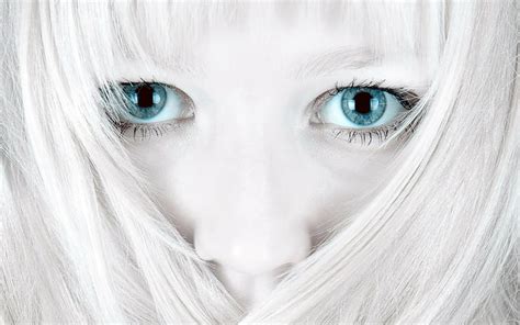 Hd Wallpaper Dyed Hair Pale Blue Eyes Face Closeup Women White