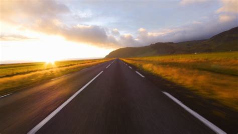 road view driving  iceland amazing sunset stock footage sbv