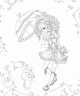 Coloring Anime Lolita Pages Adult Lineart Rainbows Sheets sketch template