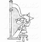 Playing Harp Outlined Toonaday sketch template