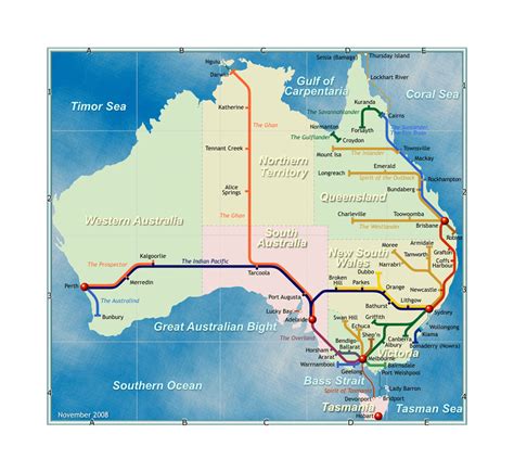 detailed rail network map  australia australia oceania mapsland