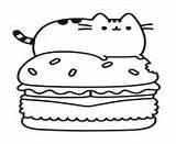 Coloring Pages Pusheen Food Hamburger Printable Online Color Print Info sketch template