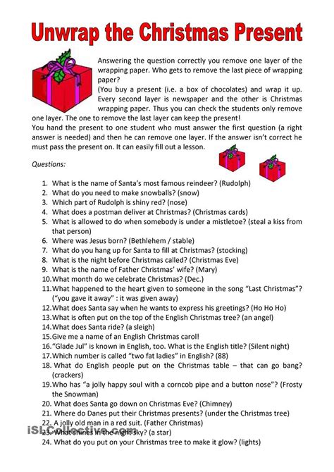 unwrap the christmas present christmas lesson fun christmas games