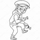 Thief Burglar Polizei Malvorlage Flashlight sketch template