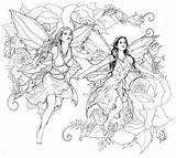 Coloring Pages Fairy Adult Adults Fairies Printable Grayscale Angel Advanced Sheets Book Coloriage Elf Elves Grown Ups Mythical Books Drawing sketch template