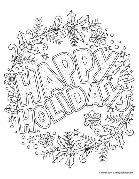 happy holidays coloring pages  getcoloringscom  printable