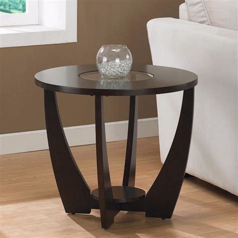 dark brown   table  glass top living room wooden side