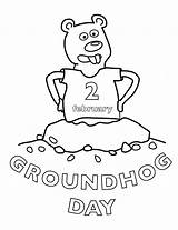 Coloring Pages Printable February Kids Groundhog Happy sketch template