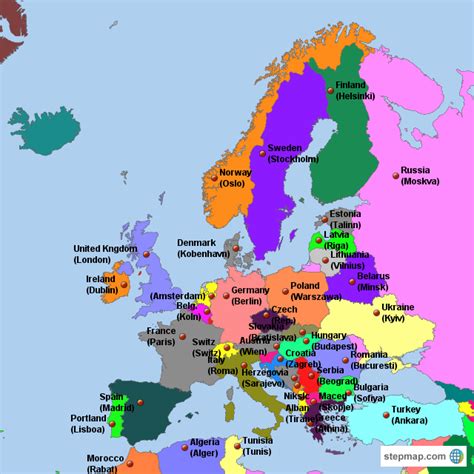stepmap europe landkarte fuer europe