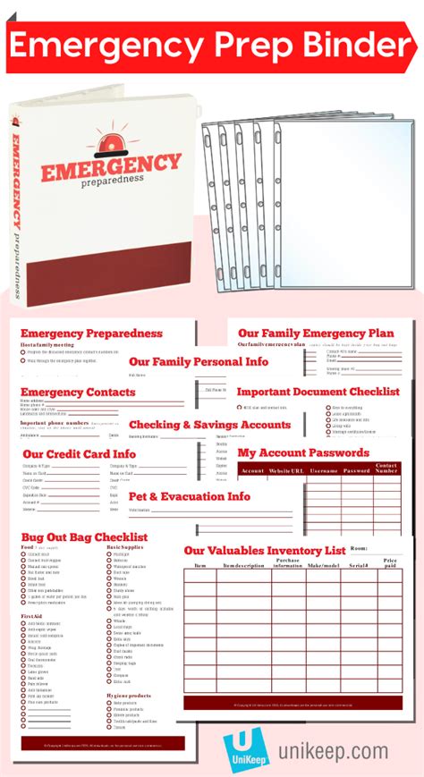 printable emergency binder printables