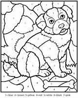 Color Coloring Numbers Number Printable Pages Kids Worksheet Worksheets Puppy sketch template