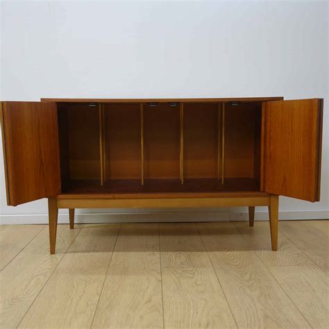 teak vinyl record storage cabinet mark parrish mid century modern