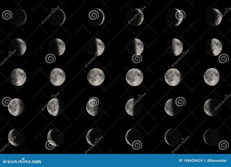 phases   moona lunar cycle stock photo image  panorama quarter