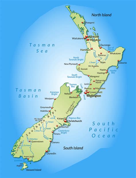 zealand map  cities images cahaya track