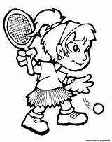 Tennis Coloring Pages Girl Playing Sports Printable Kids Color Print sketch template