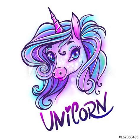unicorn head portrait vector illustration magic fantasy horse design