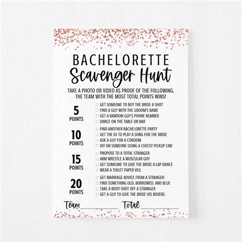 bachelorette party games  pack bar scavenger hunt drinking game