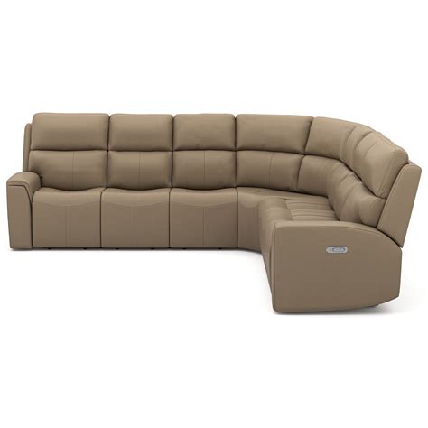 flexsteel latitudes jarvis casual sectional sofa  power headrest conlins furniture