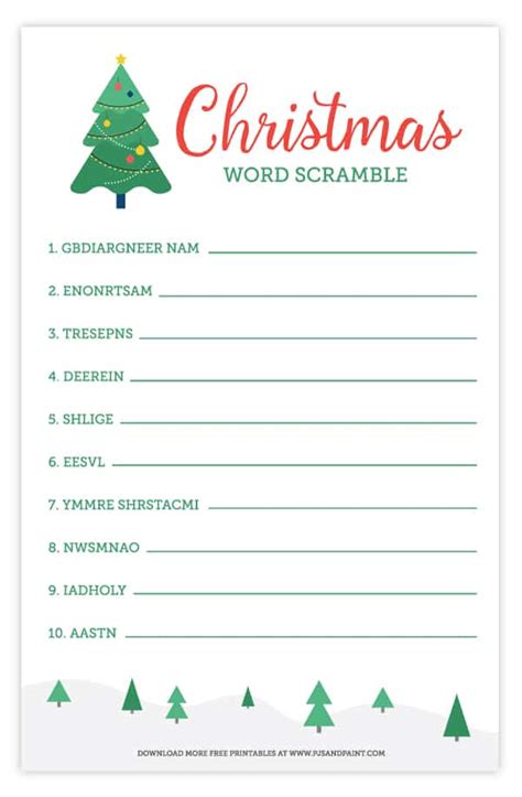 printable christmas word scramble  answers