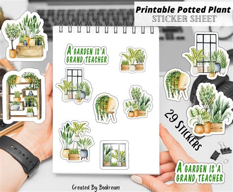 printable potted plants sticker sheet home plants printable stickers