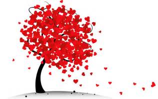 liefdesboom met rode liefdes hartjes achtergronden