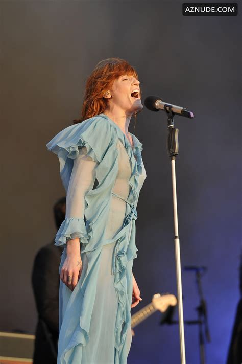 Florence Welch Pokies In A See Thru Bra At British Summer
