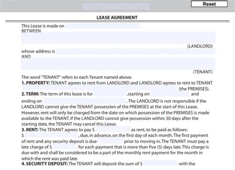 california lease agreement    word