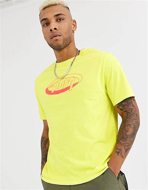 bershka  shirt  chest print  neon green asos