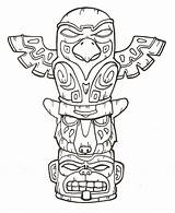 Totem Pole Coloring Pages Poles Drawing Native American Kids Printable Animal Choose Board Tiki Indians sketch template