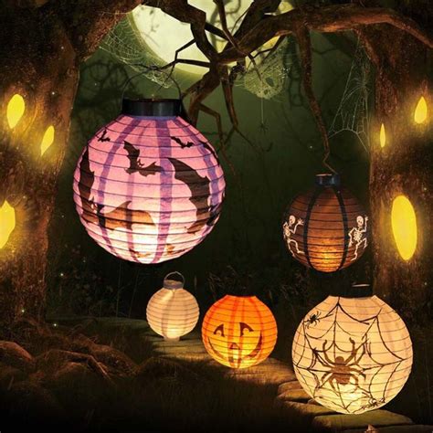 halloween led paper pumpkin hanging lantern diy holiday party decor