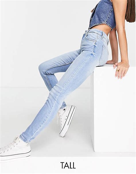 bershka tall super high waist skinny jeans  vintage blue asos