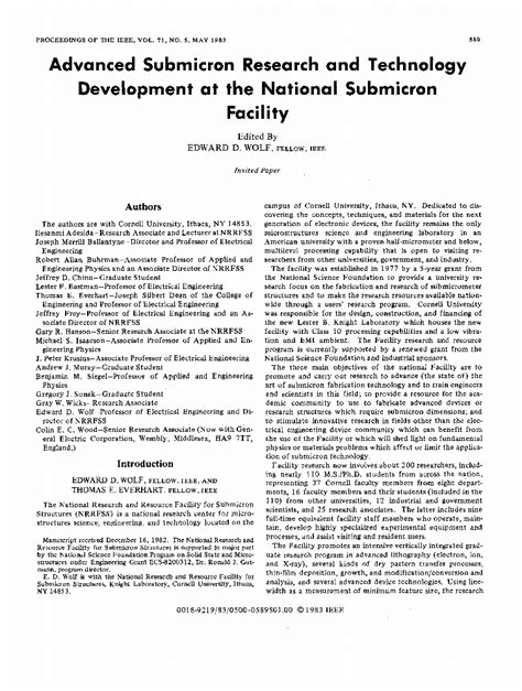advanced submicron research  technology development   national