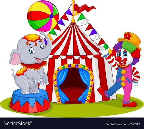 circus elephant and clown with carnival background