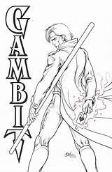 Gambit Line Coloring Pages Deviantart Men Colouring Rogue Nightcrawler Printable sketch template