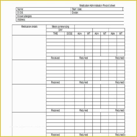 medication administration record template   medication
