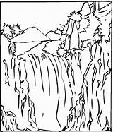 Waterfall Coloring Pages Scene Kids sketch template