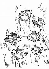 Aquaman Peixes Nadando Tudodesenhos sketch template