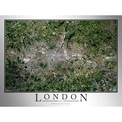 london england satellite map print aerial image poster