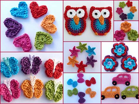 crochet appliques   bright range httpswwwetsycomukshop