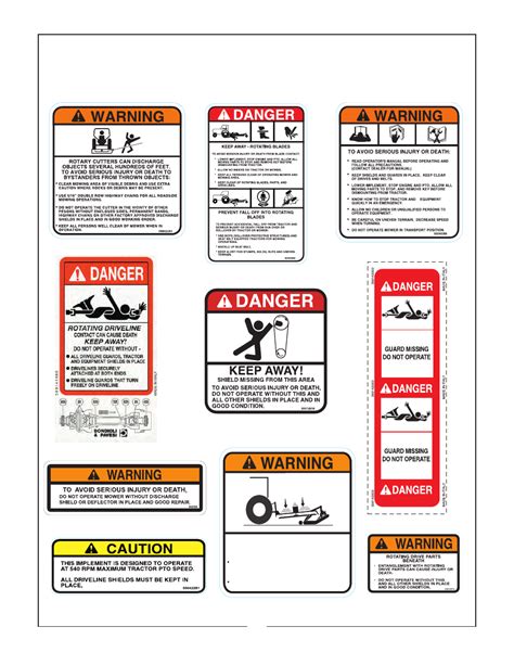 safety decals bush hog rdth user manual page