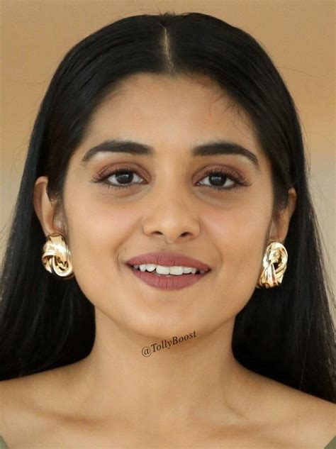 glamorous indian girl niveda thomas long hair face closeup tollywood