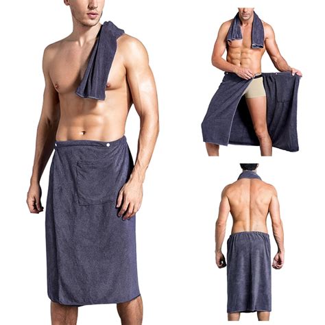 pcs mens bath towel set snap closure elastic bath wrap shower wrap