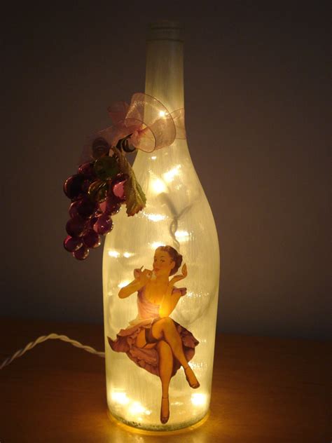 sexy pin up girl wine bottle decor light by redone4fun on etsy