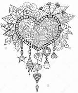 Coloring Heart Mandala Pages Adult Catcher Dream Shaped Printable Print Sheets sketch template