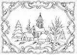Coloring Christmas Pages Winter Book Pretty Scenes Colouring Landscape Adult Printable Adults Sheets sketch template