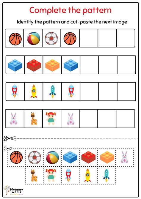 patterns worksheet  kindergarten