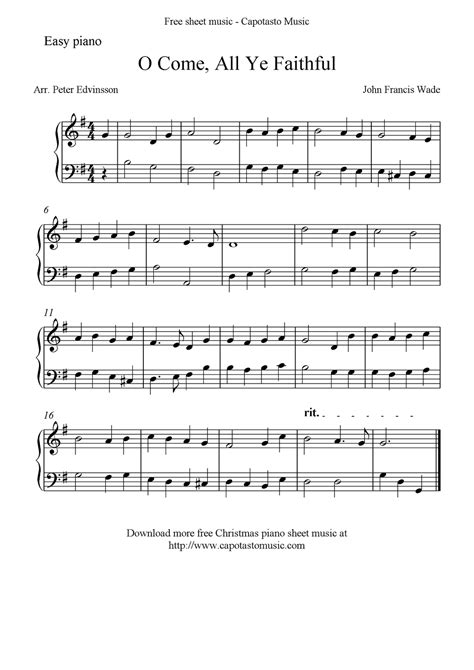 easy christmas piano sheet     ye faithful