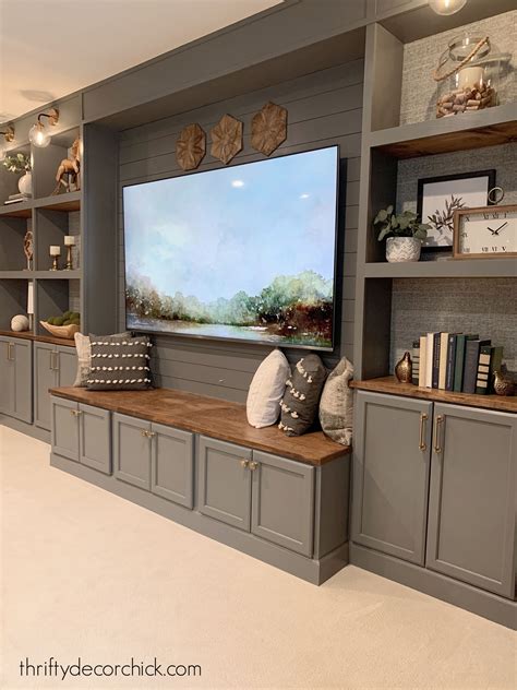 create custom diy built ins  stock cabinets thrifty decor